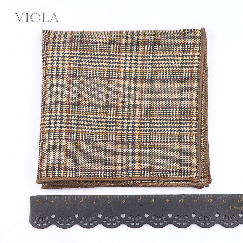 Klasisks rūtains, svītrains vilnas kaklasaite, kas atbilst kabatas kvadrātam, 24 cm, brūns vīriešu uzvalks, vakariņas ikdienas kabatlakats smokings dāvanu aksesuārs