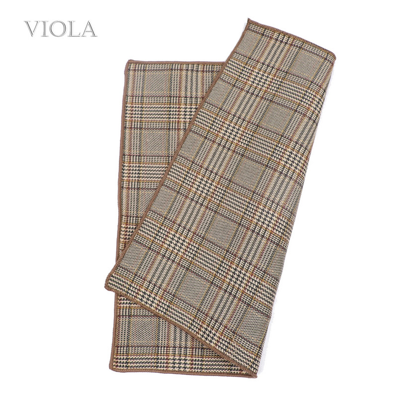 Klasisks rūtains, svītrains vilnas kaklasaite, kas atbilst kabatas kvadrātam, 24 cm, brūns vīriešu uzvalks, vakariņas ikdienas kabatlakats smokings dāvanu aksesuārs