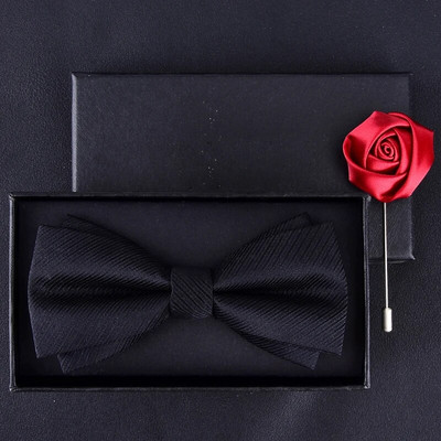 Leptir mašna Muškarci Mladoženja Svečano odijelo Vjenčano crveno vino Kumovi Crna leptir mašna