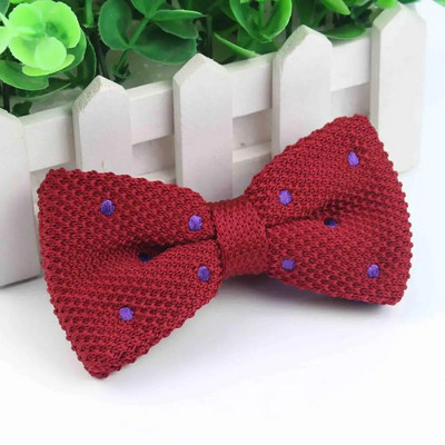 Kötött férfi csokornyakkendő férfi szabadidő pöttyös kétrétegű csokornyakkendő férfiaknak Esküvői buli Csíkos esküvői bordó, pillangós csokornyakkendő