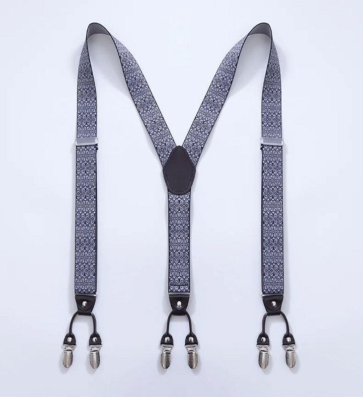Vintage Paisley nadrágtartók férfiaknak Vőlegények Vőlegények Esküvői Party Y-back 6 fém kapocs Szmoking nadrágtartó, Apa Férj Ajándékok