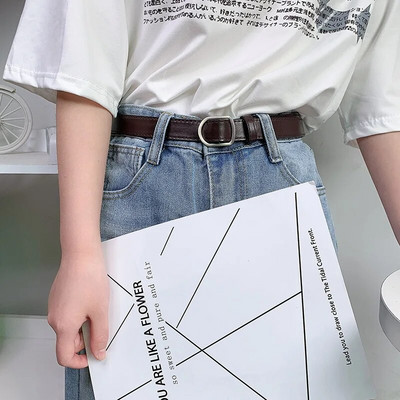 Neformālas sievietes vienkāršas pu bezcaurumu plānas jostas korejiešu stila studentu džinsi jostas meitenēm melnā krāsā forša jostasvieta