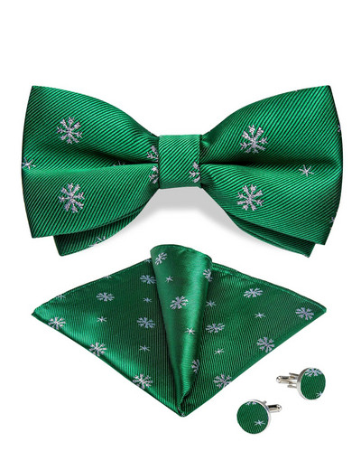 Divatos selyem karácsonyi férfi csokornyakkendő klasszikus kék jávorszarvas hóember mintás nyakkendő előtti csokornyakkendő férfinak zseb négyzet mandzsettagomb készlet ajándék