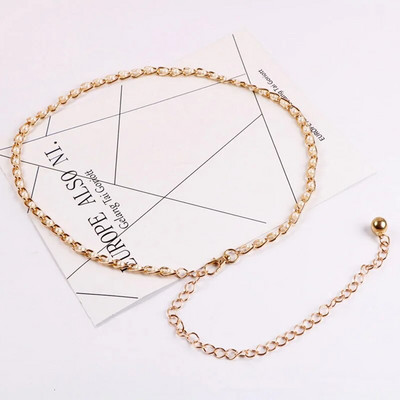 Modni jednostavni lančani remen Ženski ženski zlatni pojasevi visokog struka Pojas za zabavu Nakit Haljina Metalni remen s lancem