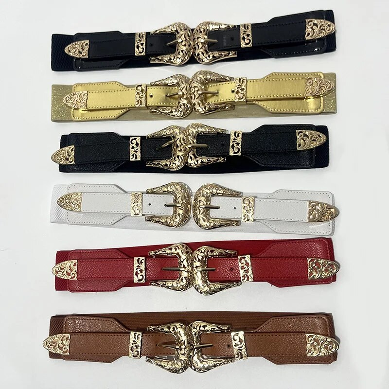 Elastīga korsetes josta Sieviešu vintage doba sprādze Punk gotikas jostas sievietēm Stretch Cummerbunds dizaineru kleita jostasvieta