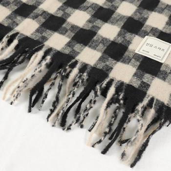 Дебел топъл зимен шал с дизайн на принт Дамски кашмирен шал от пашмина Дамска обвивка Шалове с пискюли Плетено мъжко одеяло с фулар 2021 г. НОВО