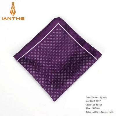 Luksusa vīriešu kabatlakats Vintage Dot Printed Kabatas kvadrātveida mīksta zīda Hankies kāzu ballīte Biznesa ērta krūšu dvieļu dāvanas