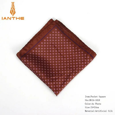 Luksusa vīriešu kabatlakats Vintage Dot Printed Kabatas kvadrātveida mīksta zīda Hankies kāzu ballīte Biznesa ērta krūšu dvieļu dāvanas