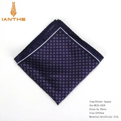 Luksusa vīriešu kabatlakats Vintage Dot Printed Kabatas kvadrātveida mīksta zīda Hankies kāzu ballīte Biznesa ērta krūšu dvieļu dāvanas