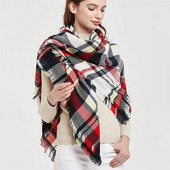 Luksuzni karirani šal od kašmira, ženski kvadratni zimski debeli topli šal od 140 cm i omot od pašmine, ženska debela deka