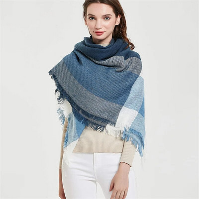 Luksuzni karirani šal od kašmira, ženski kvadratni zimski debeli topli šal od 140 cm i omot od pašmine, ženska debela deka