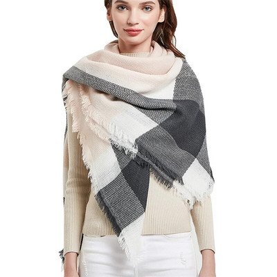 Luksuzni karirani šal od kašmira, ženski kvadratni zimski debeli topli šal od 140 cm i omot od pašmine, ženska debela deka