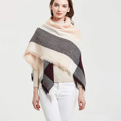 Luksuzni karirani šal od kašmira, ženski kvadratni zimski debeli topli šal od 140 cm i omot od pašmine, ženska debela deka