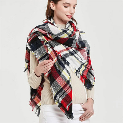 Luksuzni karirani šal od kašmira, ženski kvadratni zimski debeli topli šal od 140 cm i omot od pašmine, ženska debela deka