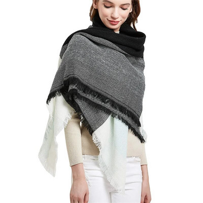 Luksuzni karirani šal od kašmira, ženski kvadratni zimski debeli topli šal od 140 cm i omot od pašmine, ženska debela deka