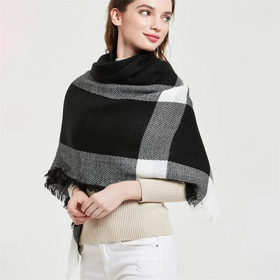 Luksuzni karirani šal od kašmira, ženski kvadratni zimski debeli topli šal od 140 cm i omot od pašmine, ženska debela deka