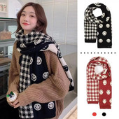 Topli pleteni, mršavi ženski šal, modni smajli dizajn, vuneni maramica, ženski marame u korejskom stilu, karirani šal, omoti, pulover 2022.