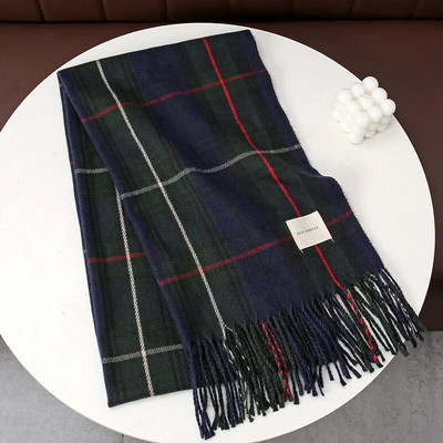 Zimski karirani dizajn šalova Žene Kašmir Pašmina Topli šal Ženski omotač Šalovi s resicama Pleteni muški folard Debeli pokrivač 2023.