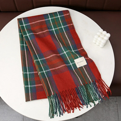 Zimski karirani dizajn šalova Žene Kašmir Pašmina Topli šal Ženski omotač Šalovi s resicama Pleteni muški folard Debeli pokrivač 2023.