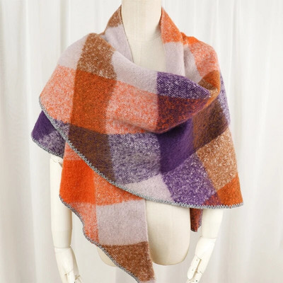 Luksusa trīsstūra šalle ziemas silts rūtains kašmira Sieviešu Pashmina Foulard Sieviešu šalles Sieviešu šalles 2023 dizains Jauns