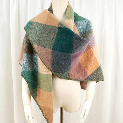 Luksusa trīsstūra šalle ziemas silts rūtains kašmira Sieviešu Pashmina Foulard Sieviešu šalles Sieviešu šalles 2023 dizains Jauns