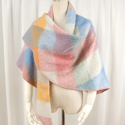 Luksusa trīsstūra šalle ziemas silts rūtains kašmira Sieviešu Pashmina Foulard Sieviešu šalles Sieviešu šalles 2023 dizains Jauns