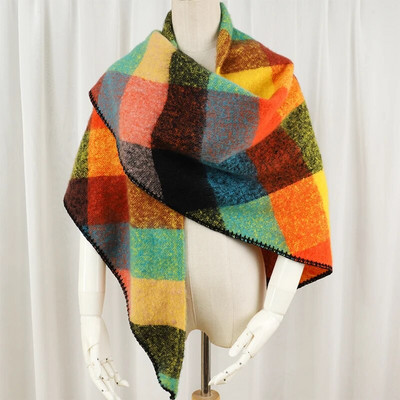 Luksusa trīsstūra šalle ziemas silts rūtains kašmira Sieviešu Pashmina Foulard Sieviešu šalles Sieviešu šalles 2023 dizains Jauns