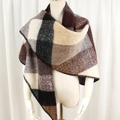 Luksusa trīsstūra šalle ziemas silts rūtains kašmira Sieviešu Pashmina Foulard Sieviešu šalles Sieviešu šalles 2023 dizains Jauns