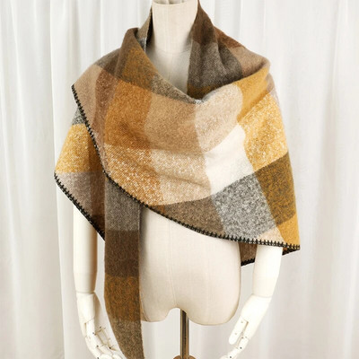 Luksusa trīsstūra šalle ziemas silts rūtains kašmira Sieviešu Pashmina Foulard Sieviešu šalles Sieviešu šalles 2023 dizains Jauns