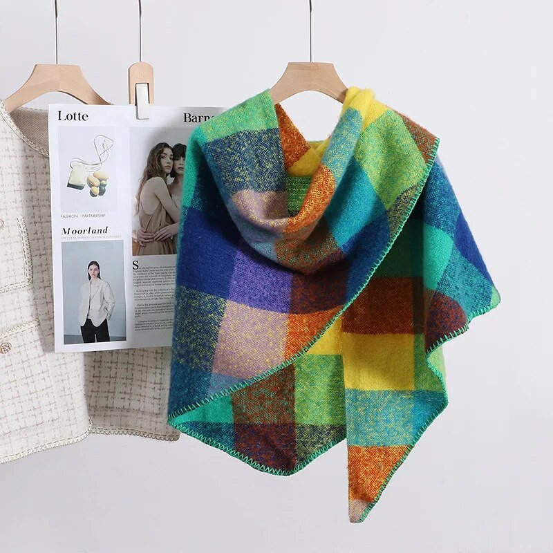 Luksusa trīsstūra šalle ziemas silts rūtains kašmira Sieviešu Pashmina Foulard Sieviešu šalles Sieviešu šalles 2023 dizains Jauns