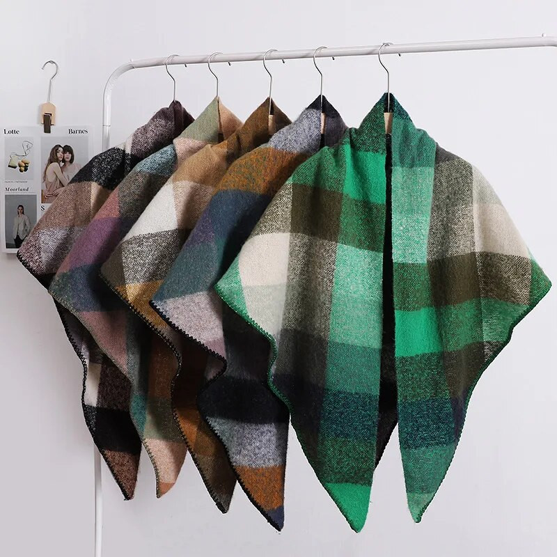 Luksusa trīsstūra šalle ziemas silts rūtains kašmira Sieviešu Pashmina Foulard Sieviešu šalles Sieviešu šalles 2023 dizains Jauns