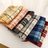 Luksusa dizaina rūtainā kašmira šalle sievietēm ziemas siltā šalles ietīšana Pashmina Bufanda bieza sega Poncho Echarpe Bandana