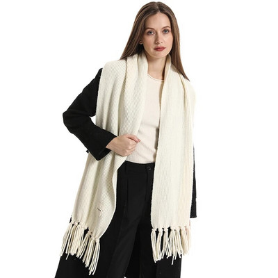 Modni topli vuneni šal za žene, zimski dizajn, jednobojni, mekani okovratni šalovi, ženski visokokvalitetni neckercheif bandana Echarpe 2023.