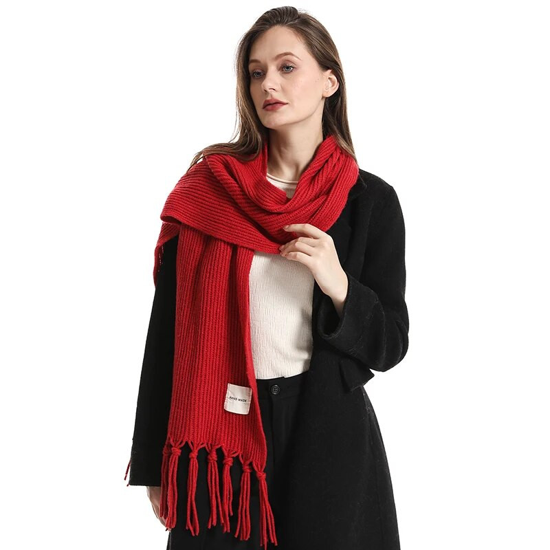 Modni topli vuneni šal za žene, zimski dizajn, jednobojni, mekani okovratni šalovi, ženski visokokvalitetni neckercheif bandana Echarpe 2023.