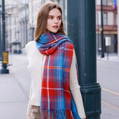 Zima Toplo Zadebljanje Mekane duge pruge Karirani ženski šal Modni brend Luksuzni Uživajte Elegantni ženski šalovi od kašmira Maračić