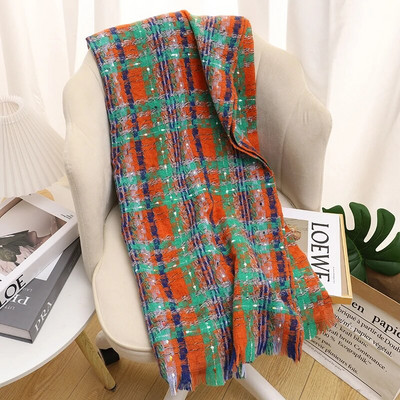 Dizajnerski karirani pleteni šal od kamira Ženski šalovi i ogrtači Ženski pašmina bufanda ženski debeli topli zimski pokrivači