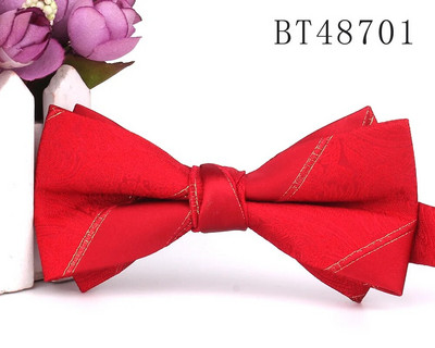 Piros csokornyakkendő vőlegénynek Divat Szőtt csokornyakkendő Férfinak Női Csokorcsomó Felnőtt esküvői csokornyakkendők Csokornyakkendők Candy Színes Vőlegények Csokornyakkendők