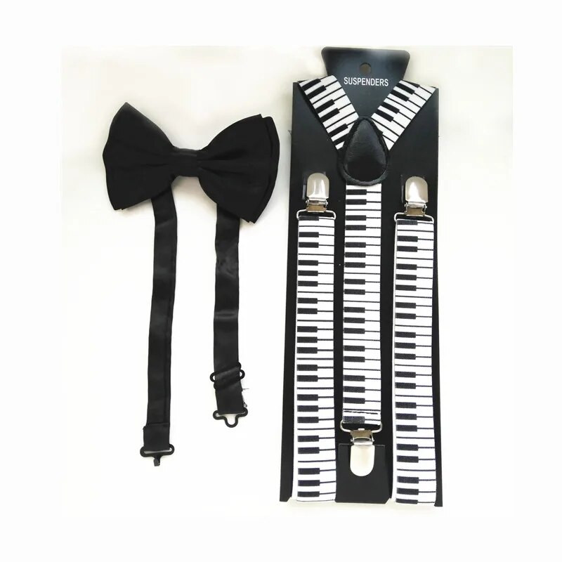 Unisex set leptir mašna s klavirskim ključem naramenice u obliku slova Y Kompleti leptir mašni za muškarce Žene za vjenčanje Dodaci za košulje LB032