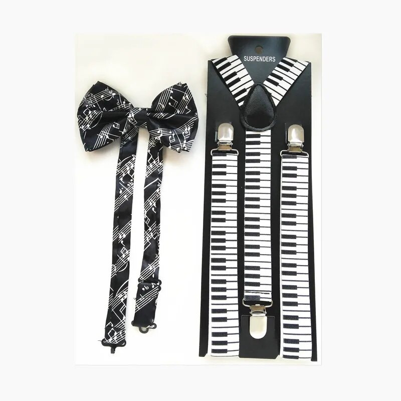 Unisex set leptir mašna s klavirskim ključem naramenice u obliku slova Y Kompleti leptir mašni za muškarce Žene za vjenčanje Dodaci za košulje LB032