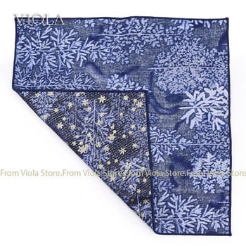 Χρυσό τύπωμα Wheat Tree Star Deer Βαμβακερό βαμβάκι 23cm Hankie Γυναικείο Γαμήλιο πάρτι Χριστουγεννιάτικο κοστούμι τετράγωνο αξεσουάρ δώρου