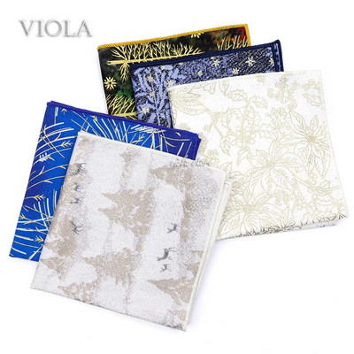 Zelta apdruka Kviešu koku zvaigzne Brieža kokvilna kokvilna 23cm Hankie Sieviešu vīriešu kāzu ballīte Ziemassvētku uzvalks kabatas kvadrātveida dāvanu aksesuārs