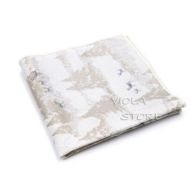 Χρυσό τύπωμα Wheat Tree Star Deer Βαμβακερό βαμβάκι 23cm Hankie Γυναικείο Γαμήλιο πάρτι Χριστουγεννιάτικο κοστούμι τετράγωνο αξεσουάρ δώρου
