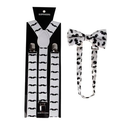 Muška/ženska odjeća Naramenice Set leptir mašna Elastični Y-oblika na kopču Podesivi crno-bijeli naramenici Set leptir mašna