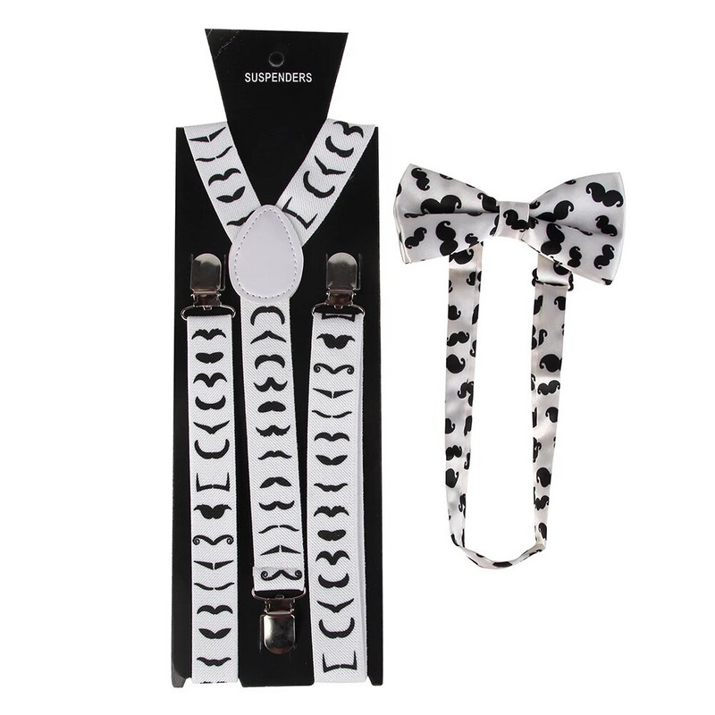 Muška/ženska odjeća Naramenice Set leptir mašna Elastični Y-oblika na kopču Podesivi crno-bijeli naramenici Set leptir mašna