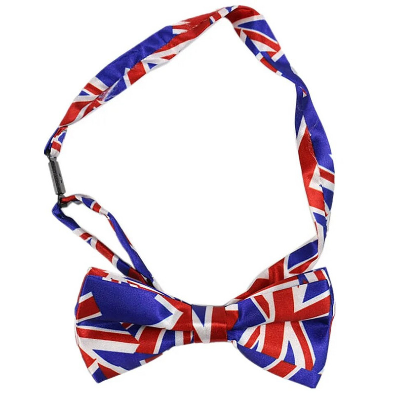 Férfi/Női Ruházat Horganyzott csokornyakkendő szett Clip-on elasztikus Y-alakú állítható, piros brit zászló mintás nadrágtartó csokornyakkendő szett
