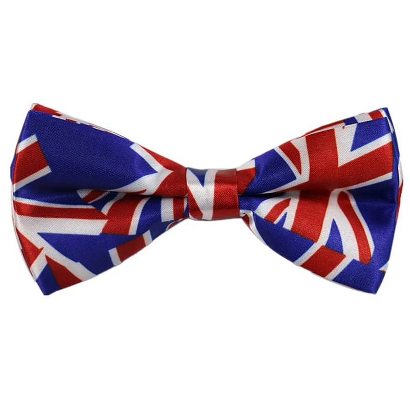 Férfi/Női Ruházat Horganyzott csokornyakkendő szett Clip-on elasztikus Y-alakú állítható, piros brit zászló mintás nadrágtartó csokornyakkendő szett