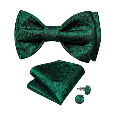 Modes vīriešu pašsavienojuma tauriņš kabatlakatiņu aproču komplekti Solid Peisley tauriņš kāzu līgavainim vīrietim tauriņu mezglu bizness