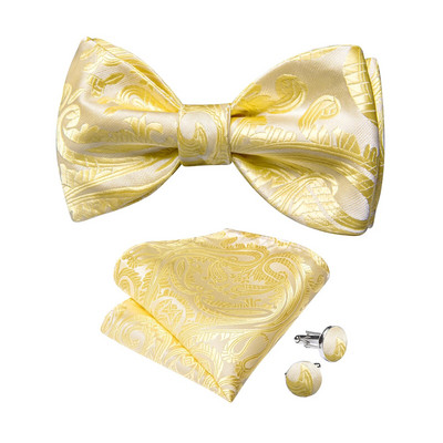 Modes vīriešu pašsavienojuma tauriņš kabatlakatiņu aproču komplekti Solid Peisley tauriņš kāzu līgavainim vīrietim tauriņu mezglu bizness