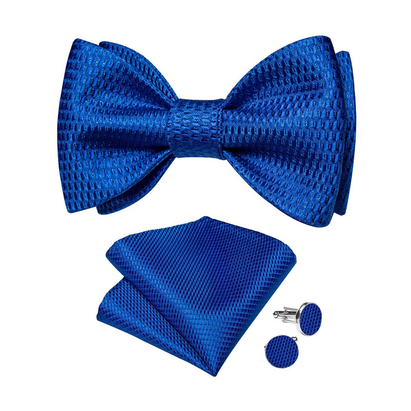 Modes vīriešu pašsavienojuma tauriņš kabatlakatiņu aproču komplekti Solid Peisley tauriņš kāzu līgavainim vīrietim tauriņu mezglu bizness