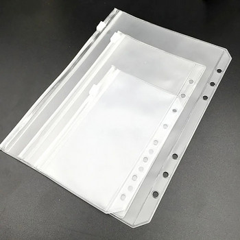 12 бр. Удобни прозрачни PVC джобове за класьори A5 A6 A7 Прозрачни папки с цип за класьор за бележник с 6 пръстена, файлове, класьор за отчети